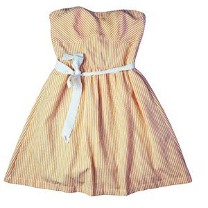 Strapless Striped Seersucker Dress